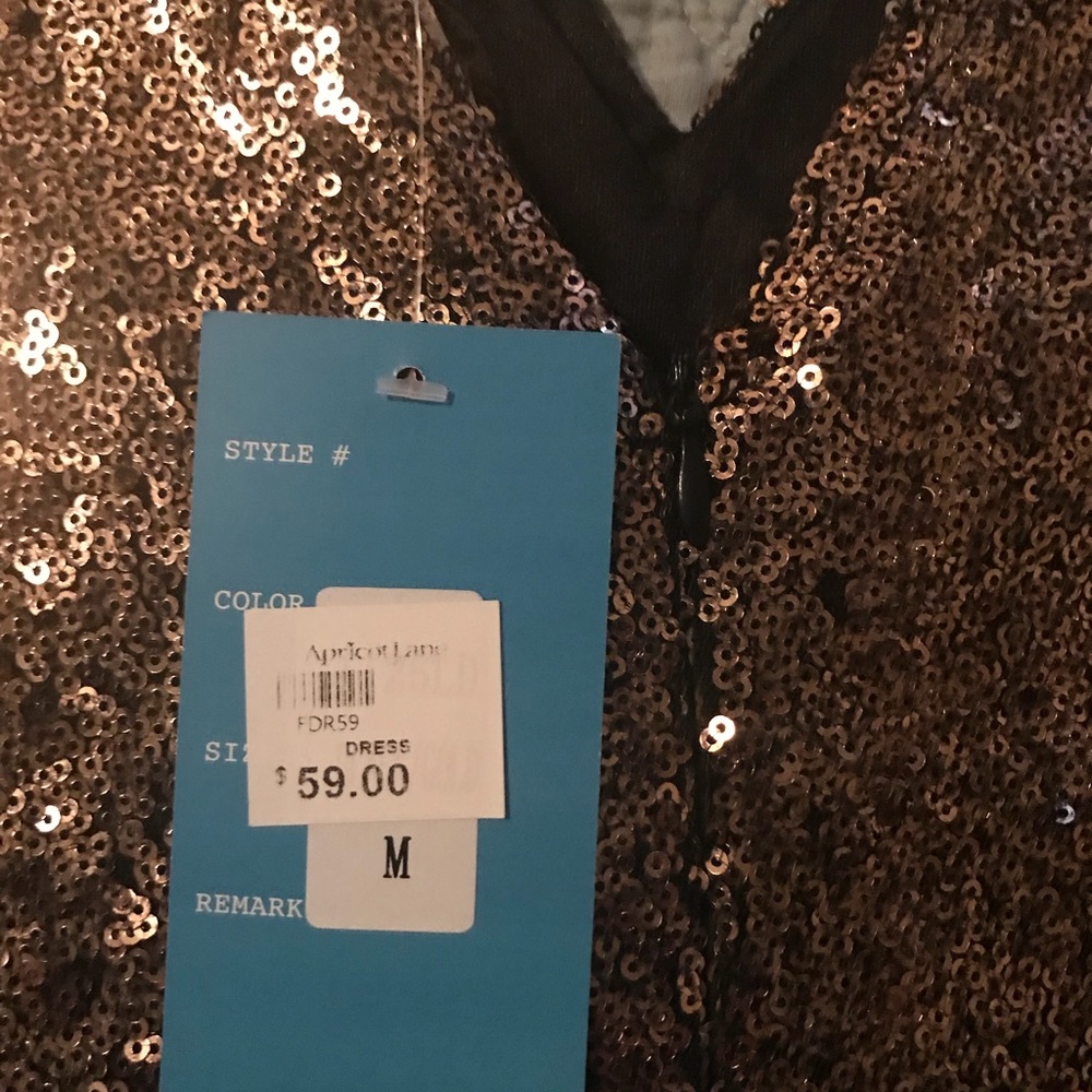 Gold sequin low cut front and back mini dress - Picture 3 of 4
